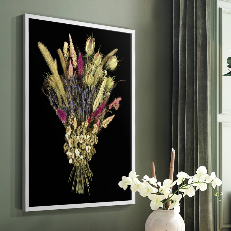 Nosegay VI Framed Print - Solid Wood, White, 28" H x 22" W