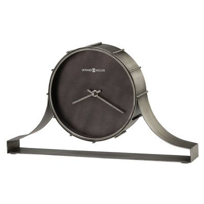 Seeley Modern & Industrial Mantel Clock, Bent Iron Tambour Frame with Blackened Steel Dial, Quartz Movement