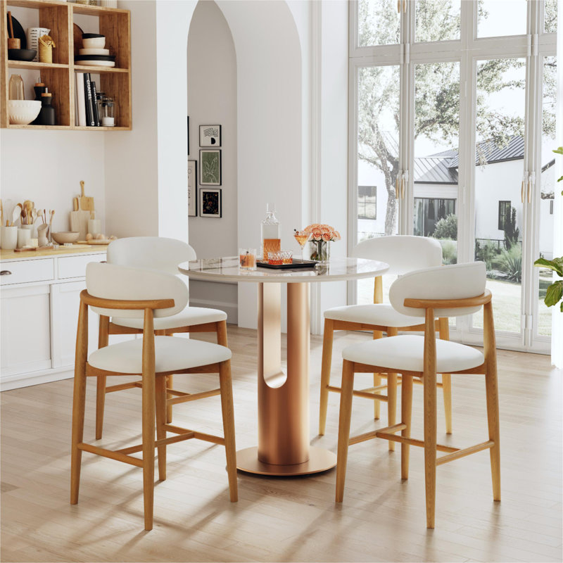 Ensemble de 2 tabourets de bar 24 po Mid-Century Modern, Noyer
