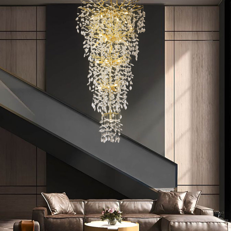 Lustre à gradins DEL Dilpreet, Doré, H 63 po x l 30 po x P 30 po