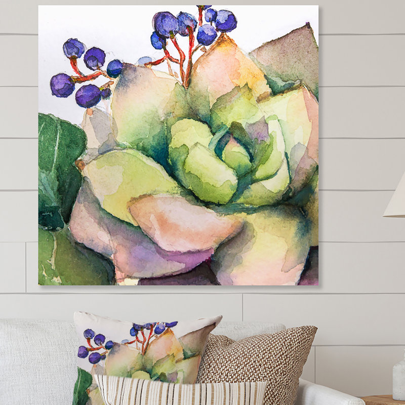 Peinture de fleurs succulentes III - sur, H 30 po x l 30 po x P 1 po, Toile tendue