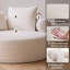 Canapé-lit rond avec mousse à mémoire de forme et trois coussins, multifonctionnel et confortable pour le salon, blanc