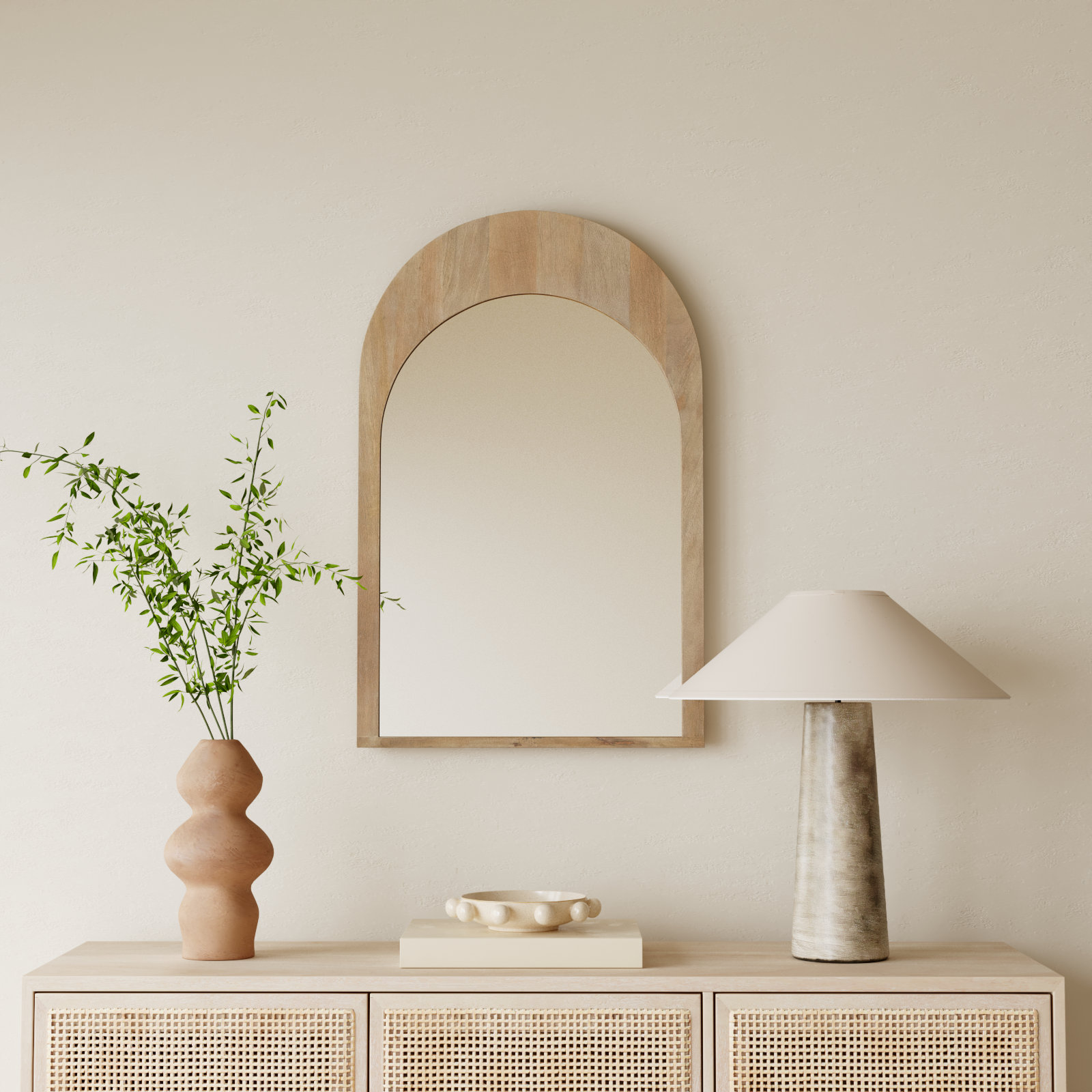 Vixe 42" Mango Accent Mirror, Light Brown, 36" x 23"