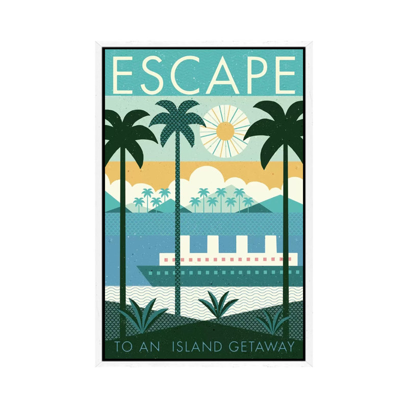 Vintage Travel Poster: ESCAPE by Michael Mullan - Wrapped Canvas Painting, 101.6 cm H x 66.04 cm W, White Floater Frame