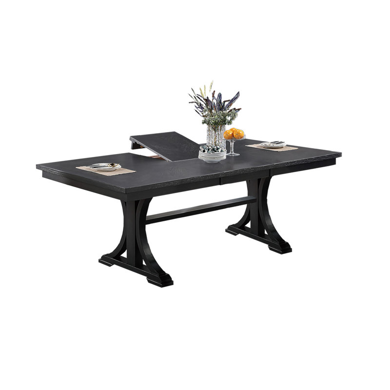 Table rectangulaire de salle à manger en bois de couleur gris anthracite classique