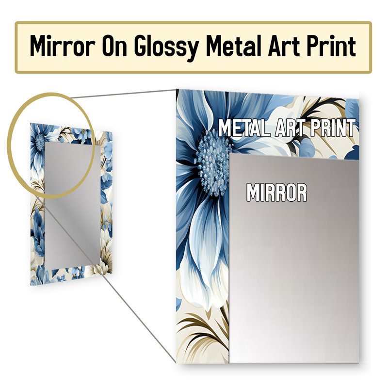 Motif victorien Stoyna Coastal Victorian Tranquility - miroir mural décoratif floral, 32 po x 24 po