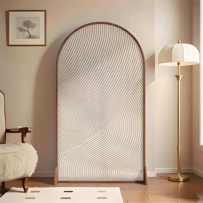 Paravent moderne minimaliste en bois, H 78,74 po x l 31,5 po x P 1,57 po, Brun / Beige