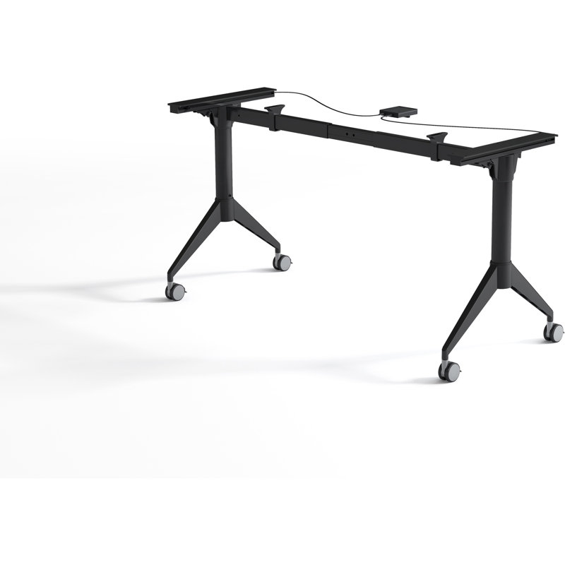 Adjustable Black Metal Training Table Base with Casters