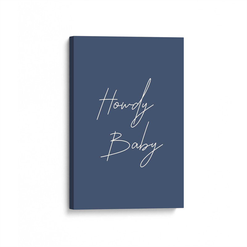 Toile enveloppée bleu marine Howdy Baby, 36 po x 24 po