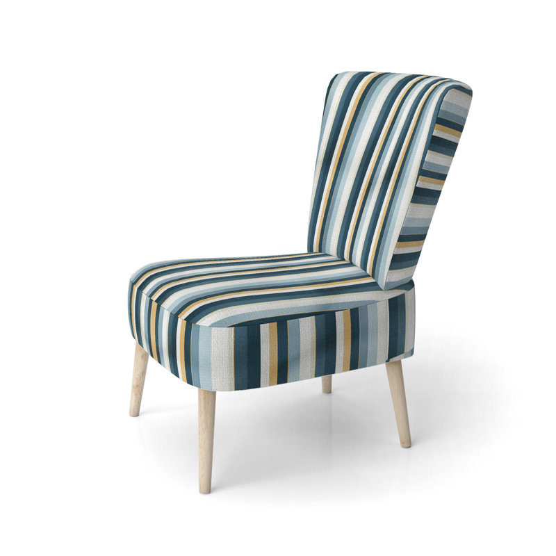 Chaise d'appoint moderne et contemporaine en velours bleu et blanc