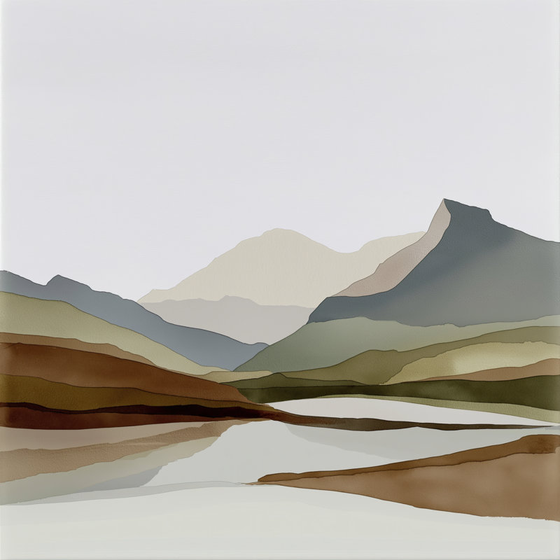 Mountains - Brown Framed Matted Print for Home Decor