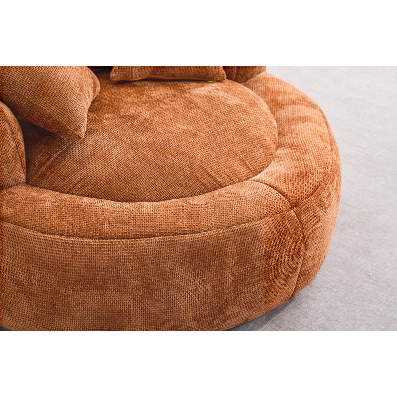 Chenille Cover Memory Foam Bean Bag Sofa Chairs, Orange Chenille