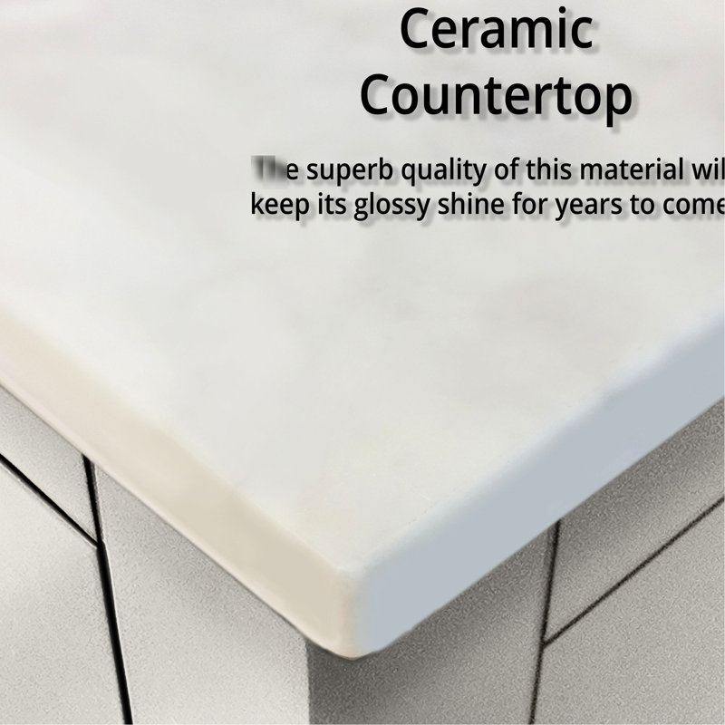 72 po Le meuble-lavabo double blanc W est livré avec une armoire latérale, un comptoir en céramique, un robinet, des tiroirs à fermeture douce, un grand espace de rangement dans les armoires et un comptoir Scratch, un robinet de salle de bain large à un trou,