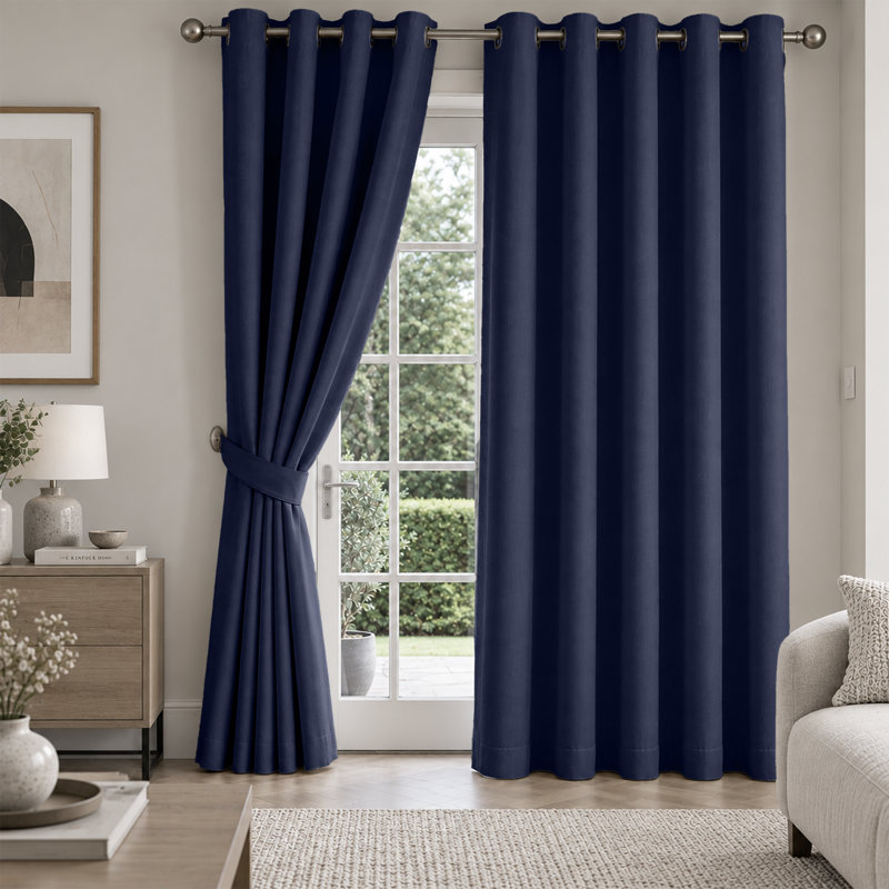 Imperial Homeware London Blackout Curtains, Navy, 117 × 183 cm