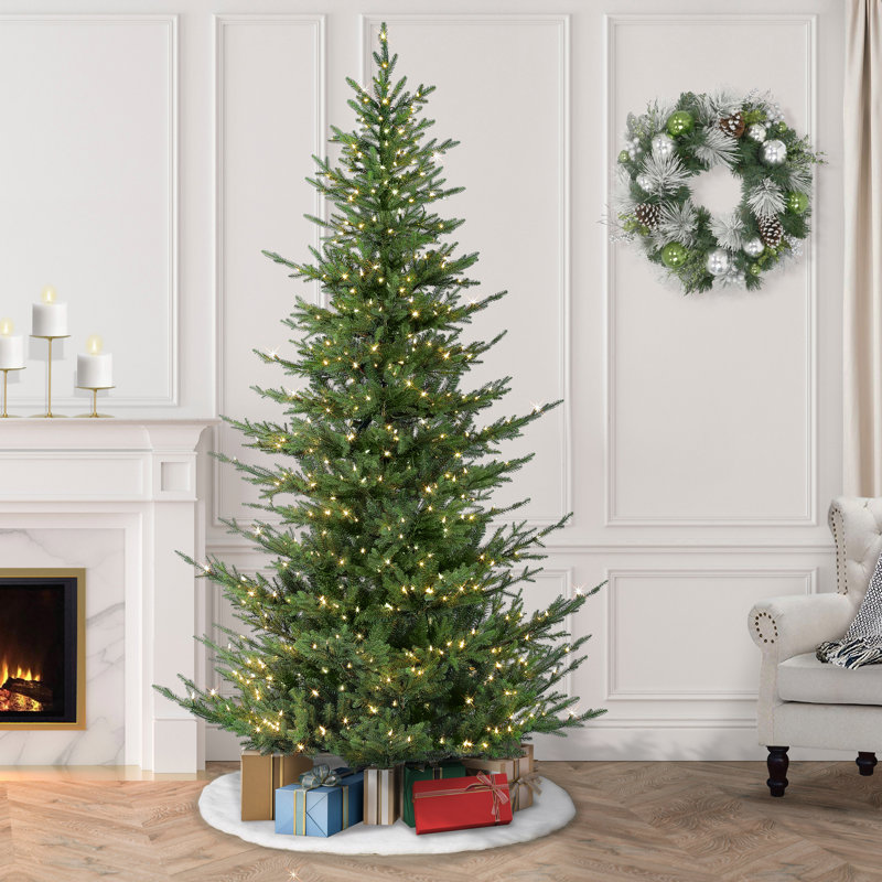 Sapin de Noël vert avec lumières claires / blanches, H 6,5 pi