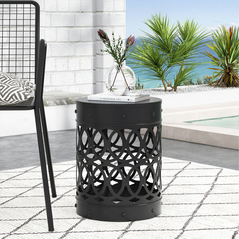 Table de bout d'extérieur en métal - Grand, Noir