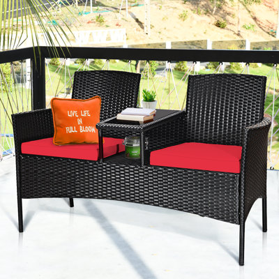 Aciano Wicker 2 - Person Patio Conversation Sets with Cushions