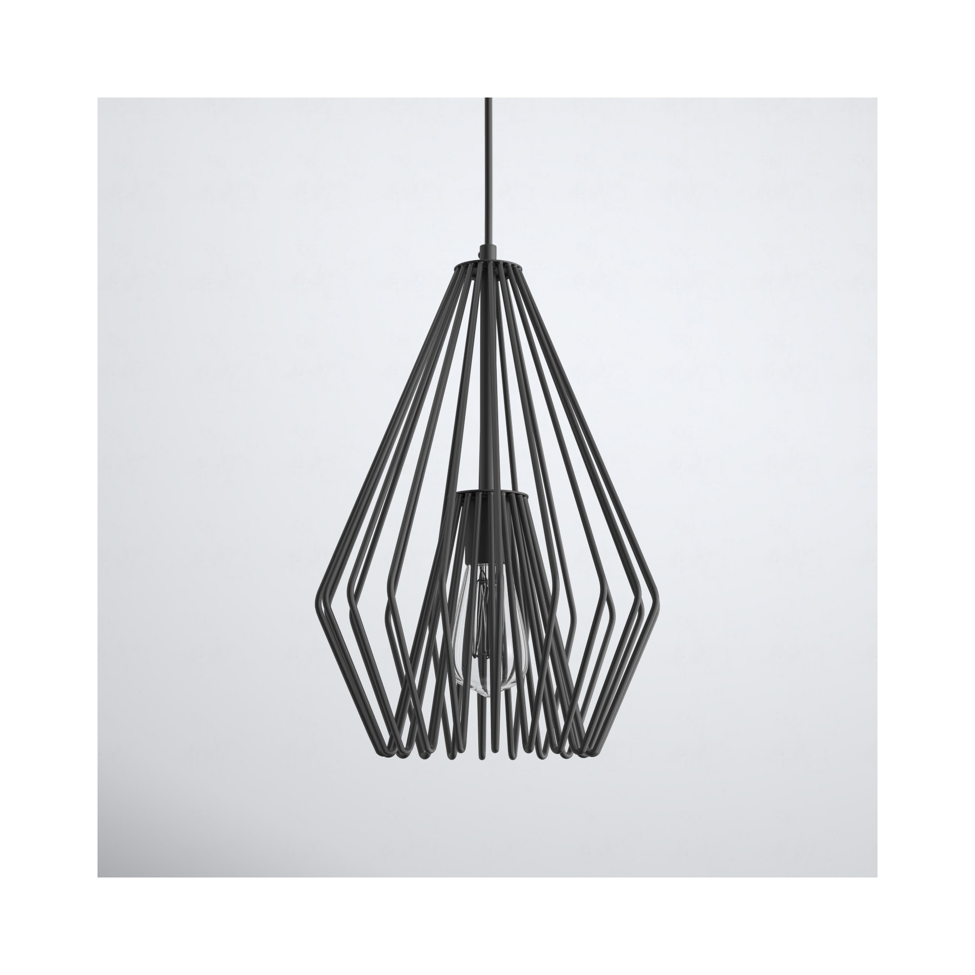 Frankie Single Light Metal Dimmable Pendant, 18.5" H x 12.25" W x 12.25" D, Matte Black