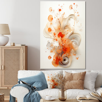 Orange Spiraling Symmetry IV - Geometric Wall Art