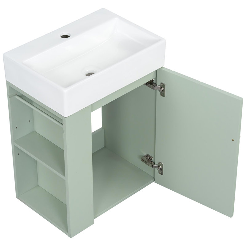 Meuble-lavabo à motif de losanges 20 po, Vert