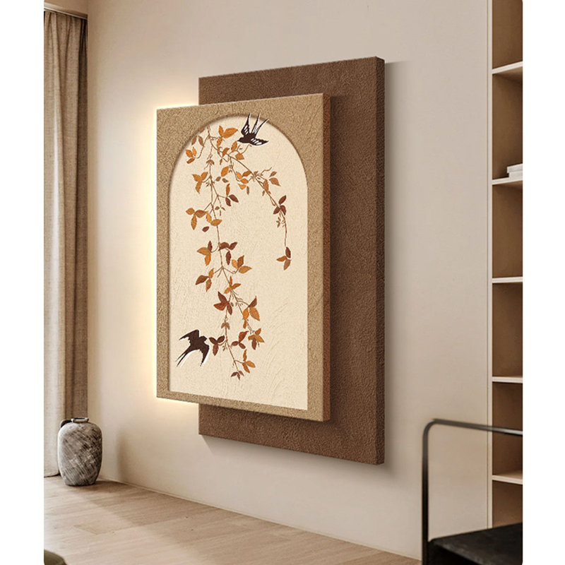 Art mural Mid-Century en grès verdoyant avec lumières à DEL - décoration de vestibule, H 59,06 po x l 39,37 po x P 2,76 po