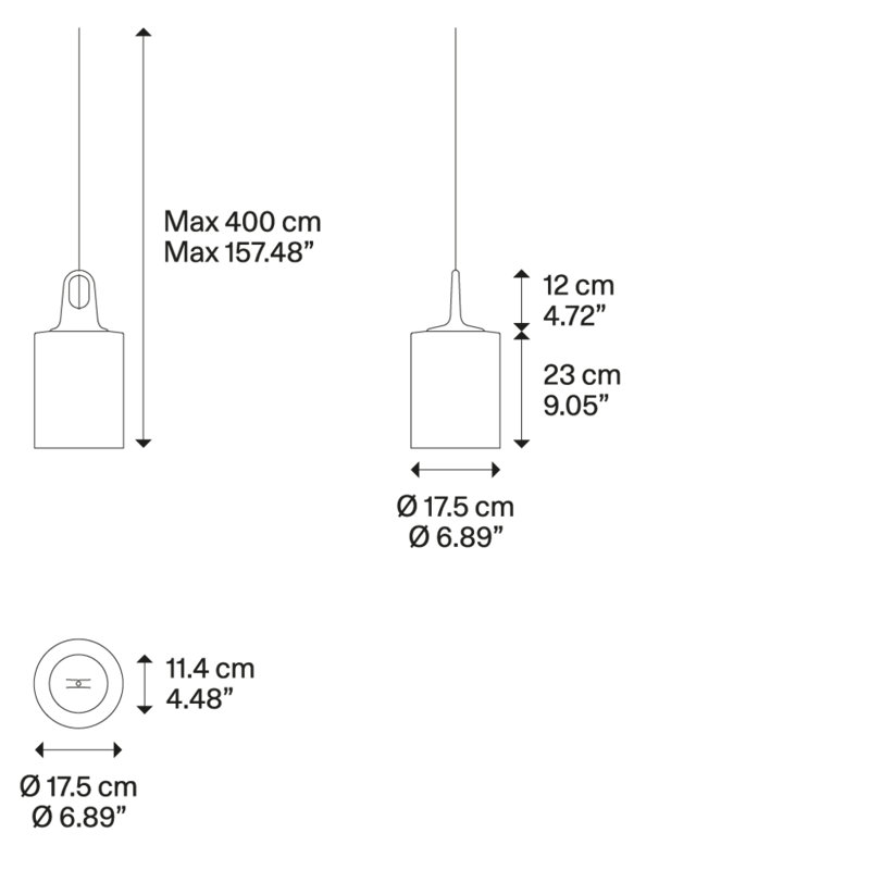 Lodes JIM Cylinder Suspension Lamp Line-V, Matte Black/Honey