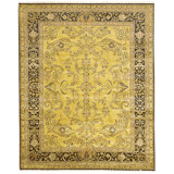 Hand Knotted Wool Area Rug in Gold And Black