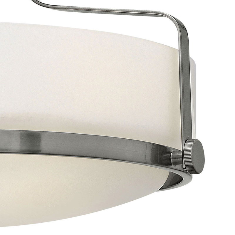 Plafonnier rétro semi-encastré 3 lumières Harper 14,5 po Harper, Nickel brossé, Médium