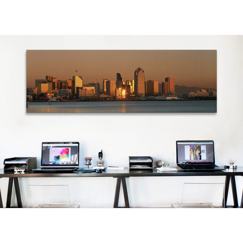 «San Diego Skyline at Sunset», reproduction de photo sur toile, H 20 po x l 60 po x P 1,5 po, Toile tendue