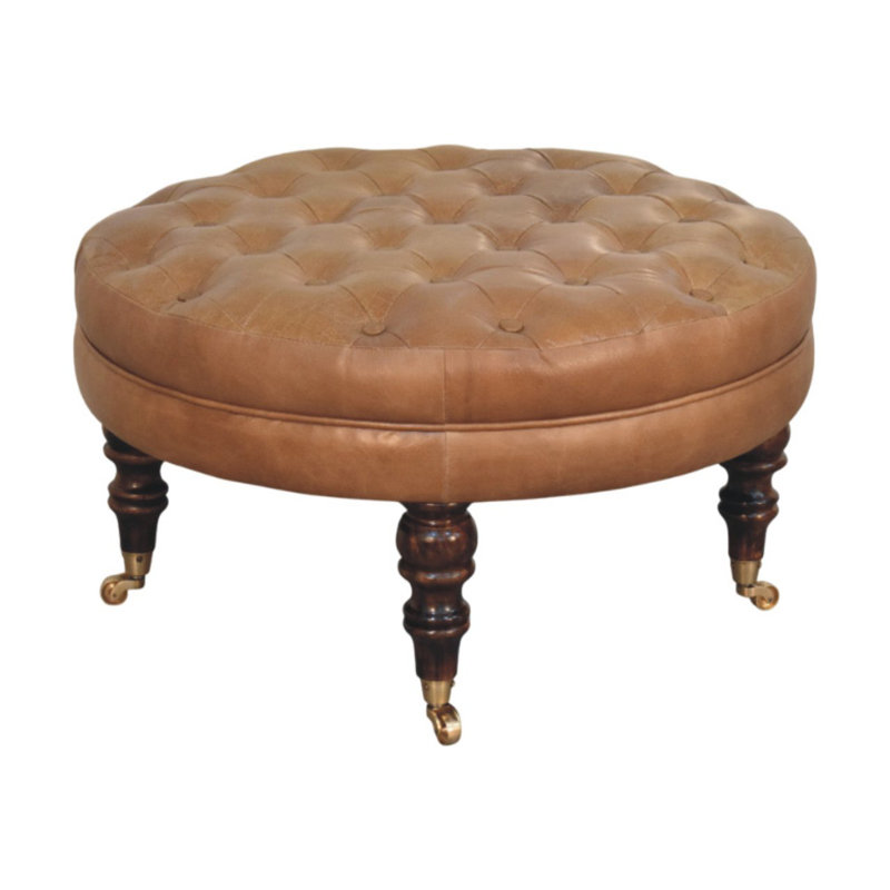 80cm Wide Round Solid Colour Pouffe Ottoman