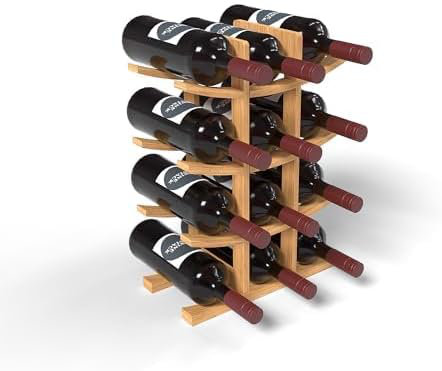 Wine Stack 12 Bottle Bamboo 4-Tier Countertop Wine Rack