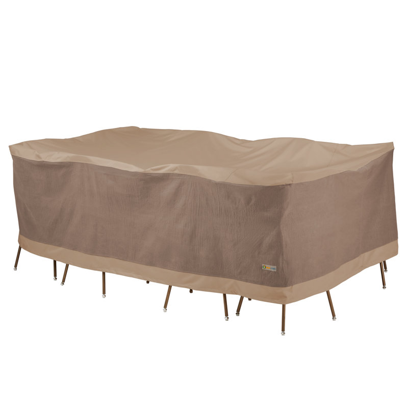 Elegant Waterproof Outdoor Dining Set Cover, Swiss Coffee, 32" H x 96" W x 70" D