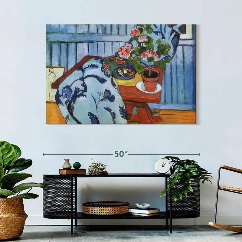 Harnek Nature morte aux géraniums, H 32 po x l 48 po