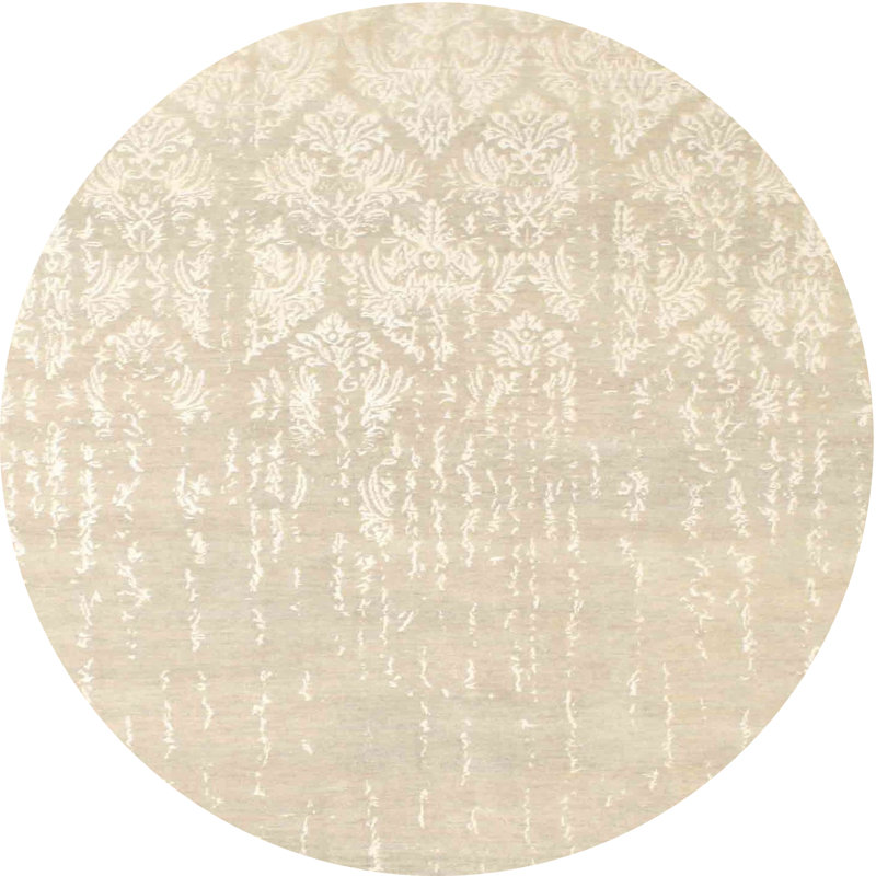 Tapis de zone crème contemporaine, Rond 8 pi
