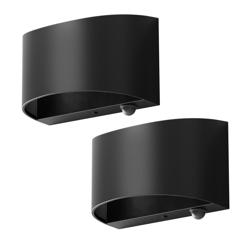 Appliques murales modernes rechargeables Acton, noir, 3000 K, capteur de mouvement, forme rectangulaire, DEL 12 W