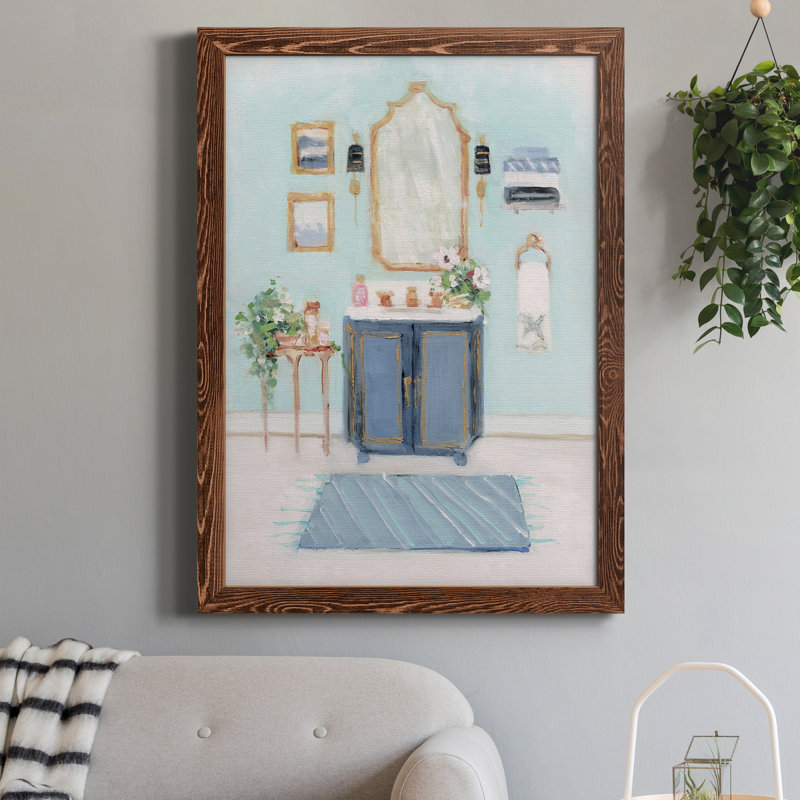 «Blue Bath II», peinture sur toile encadrée, Érable, H 31,5 po x l 23,5 po x P 1,5 po