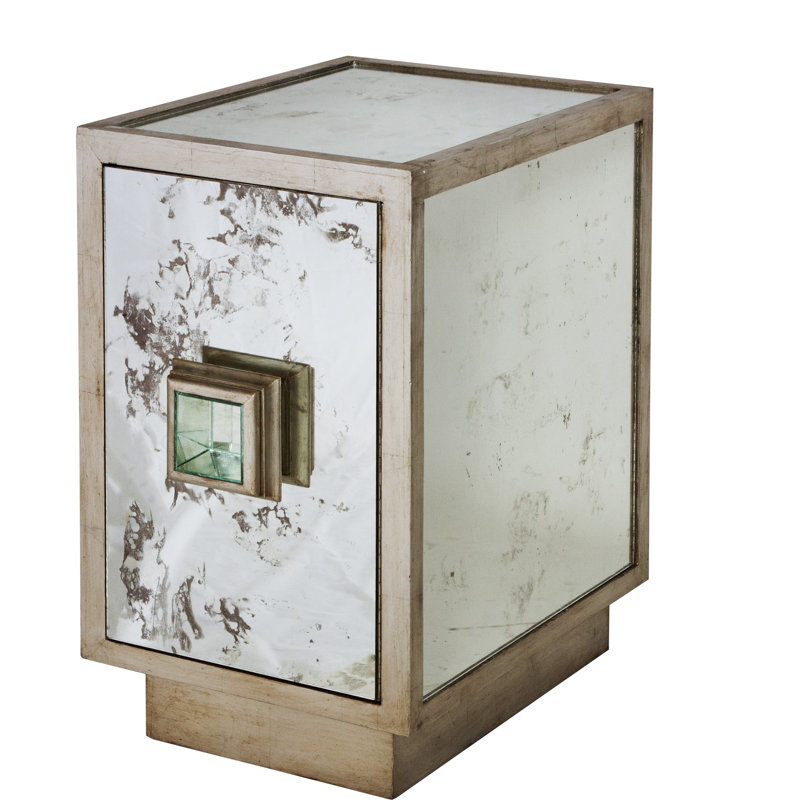 Savannah Mirrored Glass Top End Table, Silver