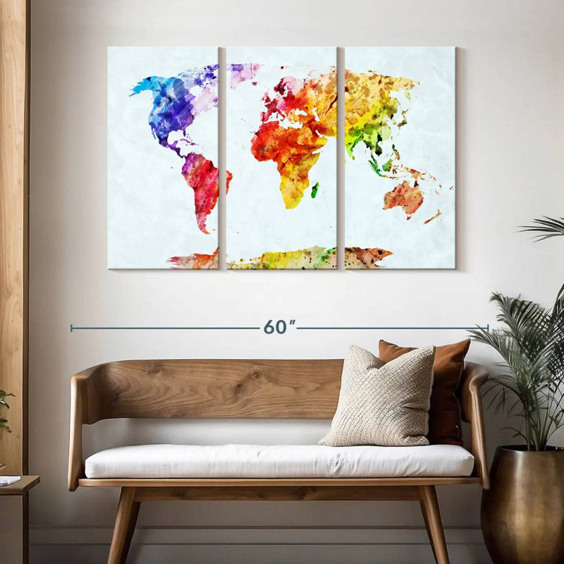 Carte du monde tempéré Aliaz, H 32 po x l 50 po
