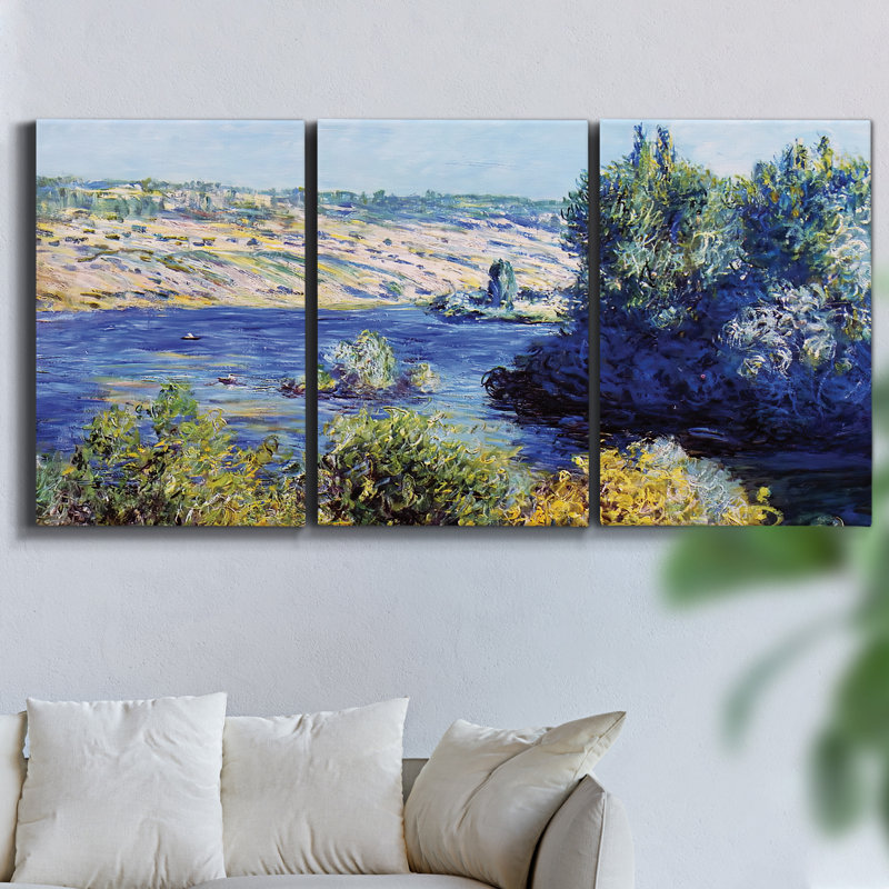 Argenteuil par Monet sur toile, reproduction de 3 pièces, H 60 po x l 120 po x P 2 po