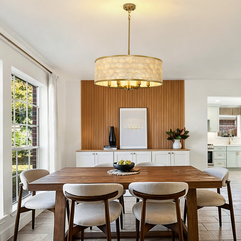 6 - Light Chandelier, Polished Brass