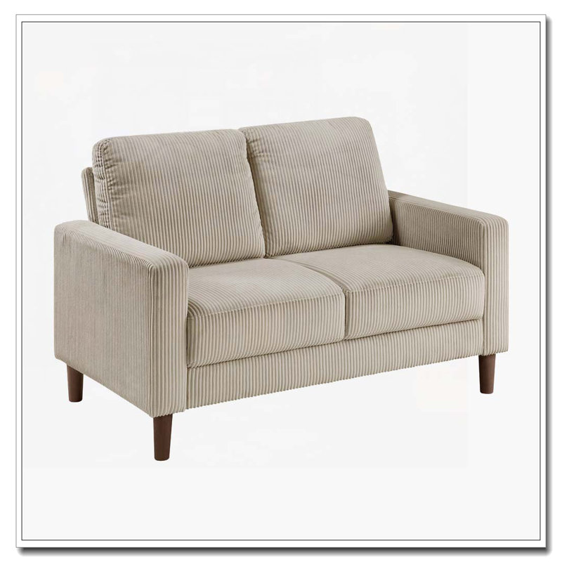 Causeuse rembourrée en velours côtelé taupe Modern, Taupe