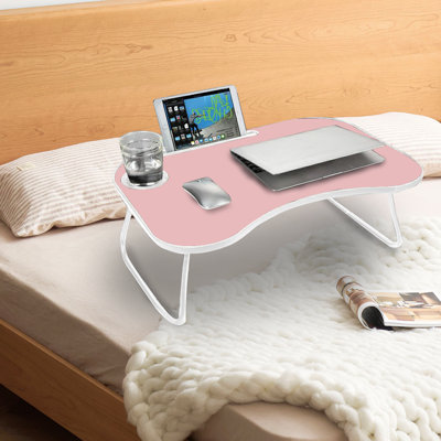 24 X 16 In Foldable Plastic Tray Table | Foldable Lap Desk | Sofa & Bed Table For Laptop Include Ipad Slot And Cup Holder