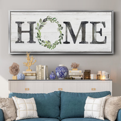 Gray Home Wreath- Framed Canvas