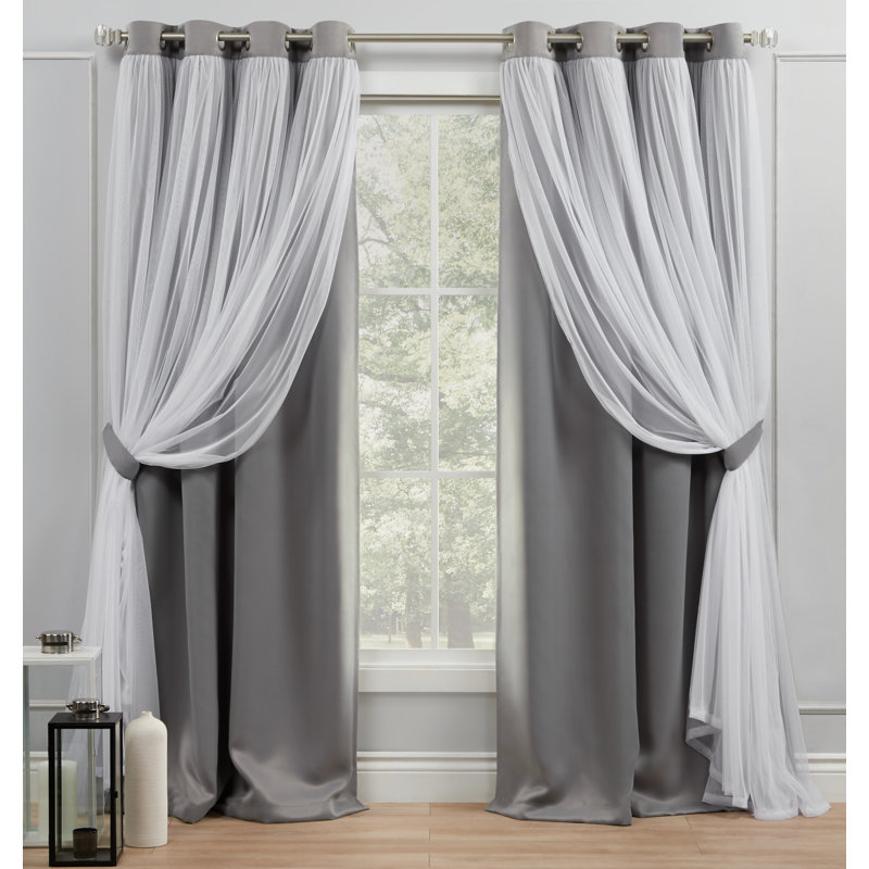 Paire de rideaux obscurcissant et isolant avec œillets de couleur unie Nunley, Gris nuageux, L 52 po x L 84 po