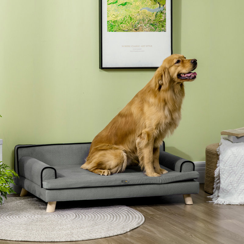 Dog Sofa with Legs Water-Resistant Fabric for Large Medium Dogs - Grey