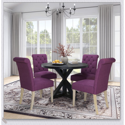 Ensemble de salle à manger 5 pièces Banff, table ronde avec 4 chaises capitonnées Banff, pour des espaces repas compacts et élégants