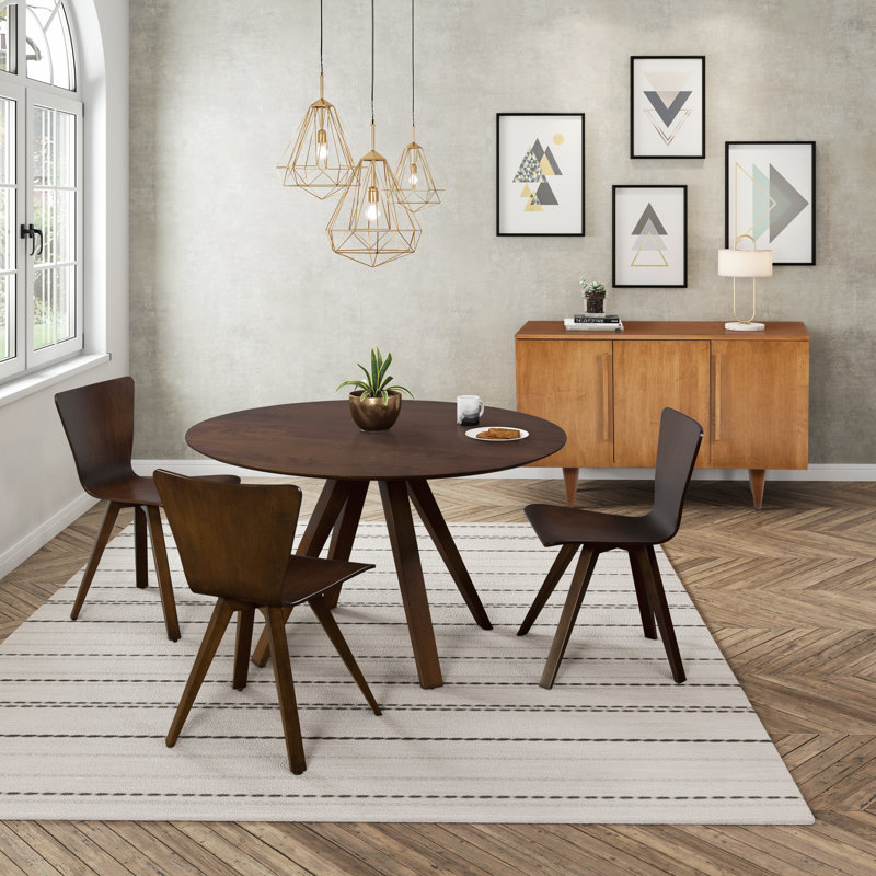 Table de salle à manger en bois massif Cullinan, H 29 po x l 60 po x P 60 po, Châtaignier, Châtaignier