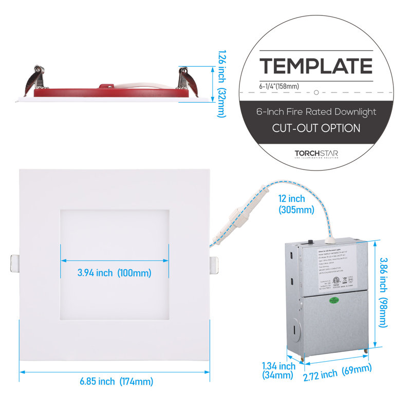 Lumière encastrée 6 pouces à DEL 15W