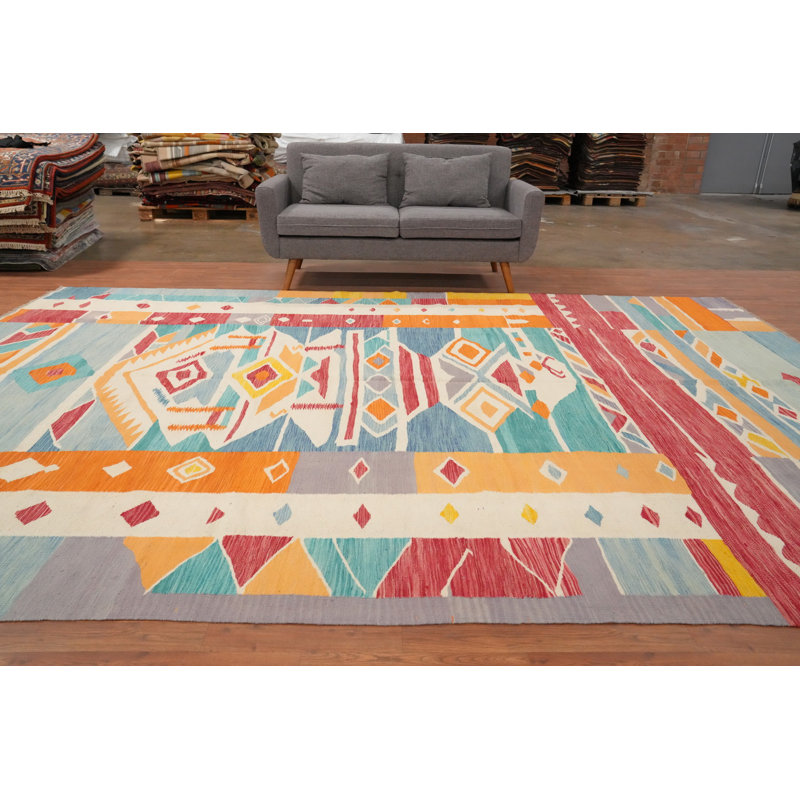Tapis tissé à plat kilim Végétal 10 x 13