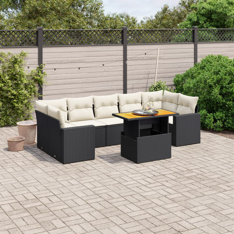 Ensemble de canapé de jardin Vidaxl noir et blanc crème